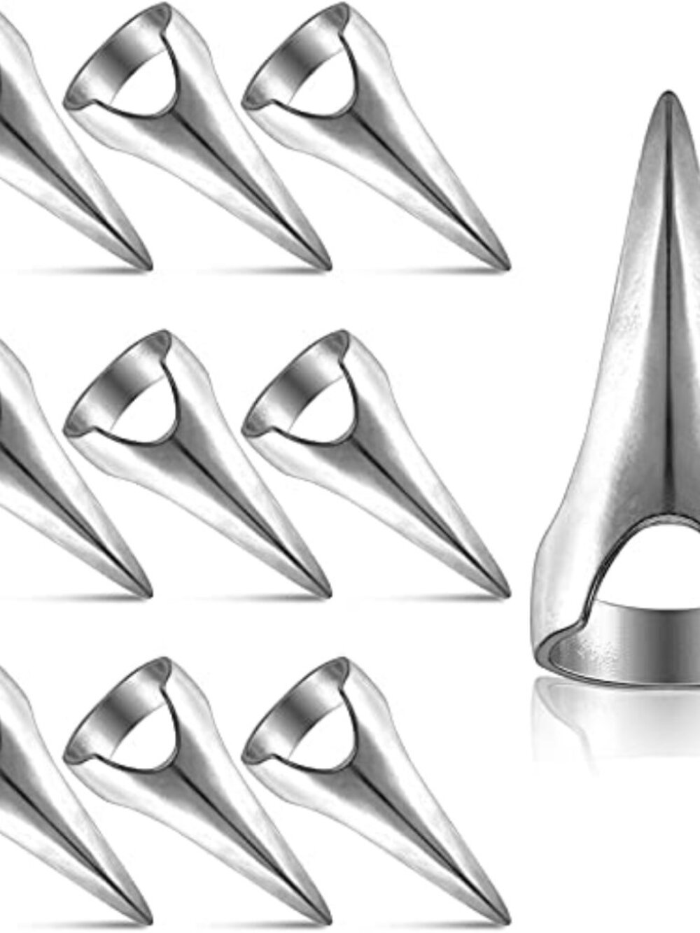 10 Pcs Stitch Braids Tool Metal Finger Rings Hair, Silver